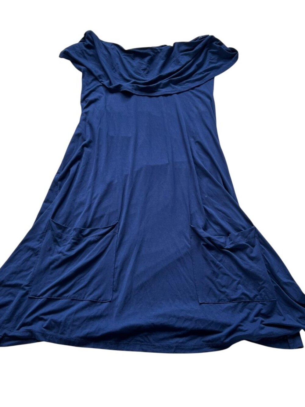 Soft Surroundings dress tunic blue gathered cowl neck short sleeves Large top